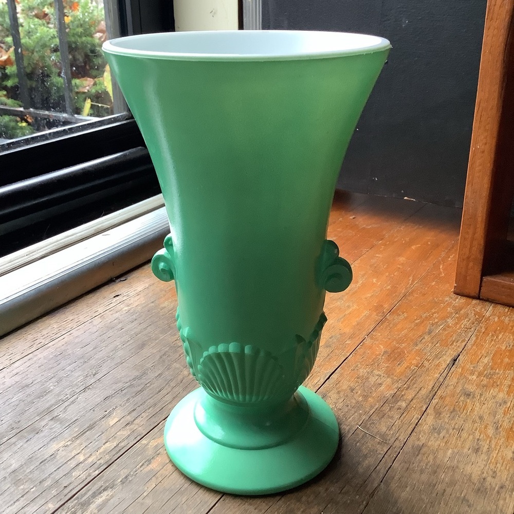 Vintage ‘Jadite’ Green Vitrock Urn Shape Vase